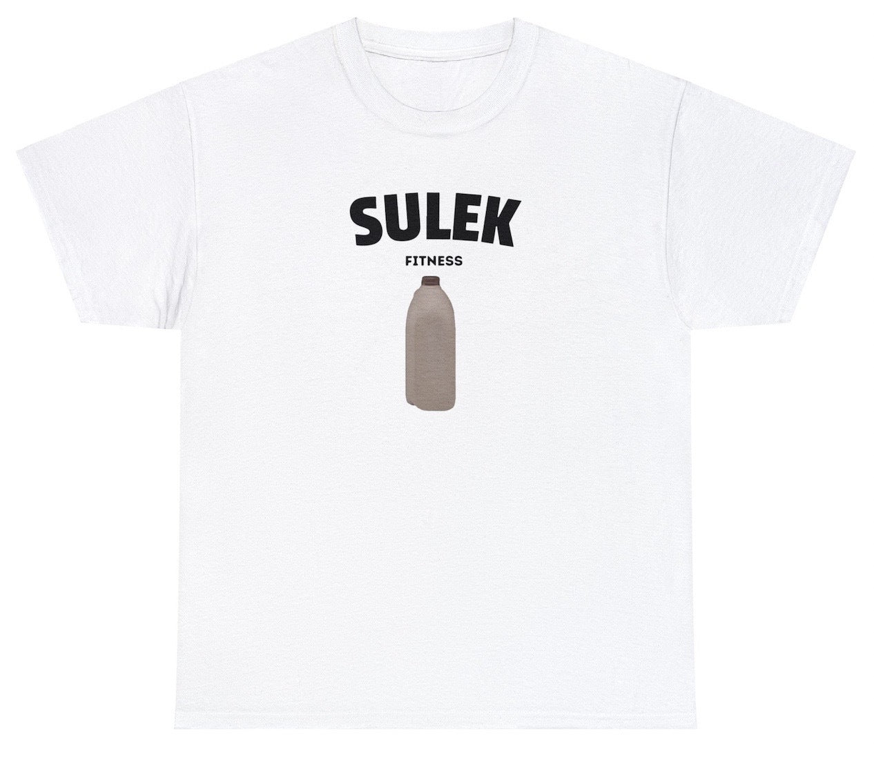 "Bold 'Sulek Fitness' t-shirt featuring a motivational design, perfect for fitness enthusiasts and gym lovers."