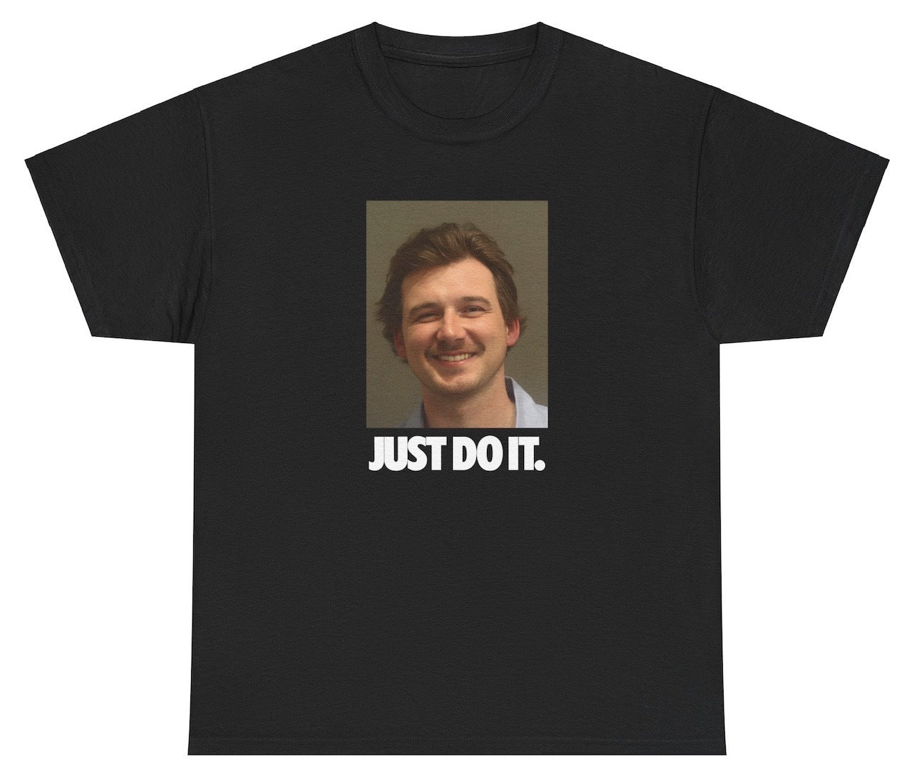 "Bold 'Just Do It Morgan Wallen Chair Mugshot' t-shirt for country music fans and pop culture lovers. Great for casual wear and festivals."