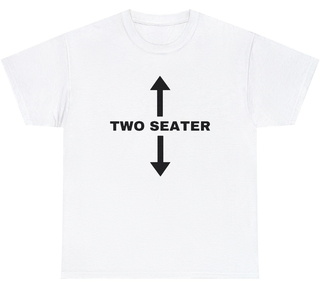 "Bold 'Two Seater' tee featuring cheeky humor for car enthusiasts and fans of witty designs, perfect for casual wear."