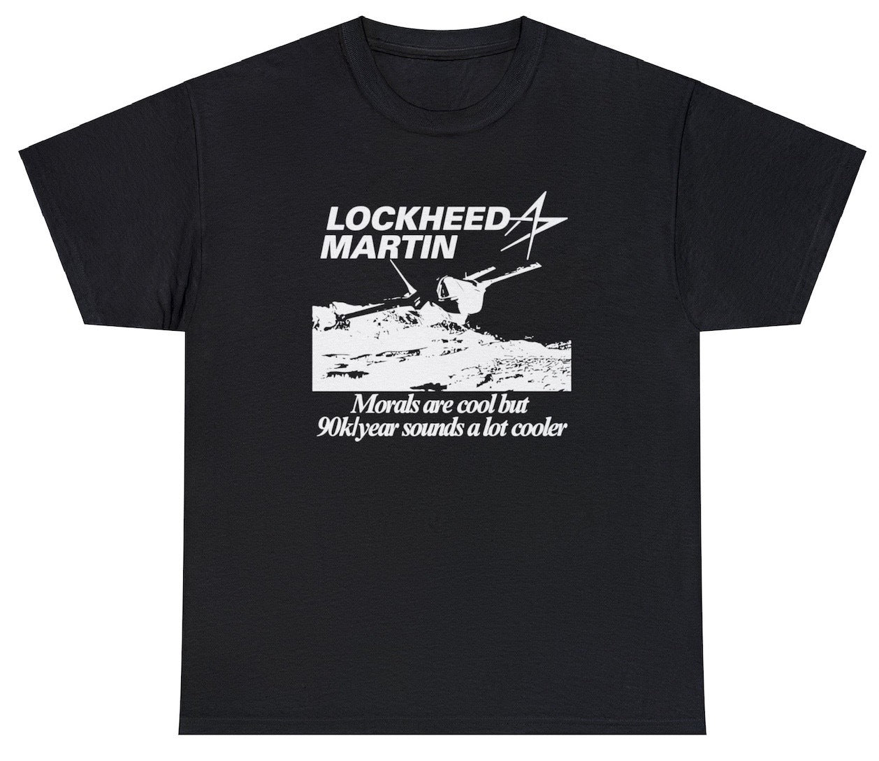 "Lockheed Martin t-shirt featuring the iconic logo, perfect for aviation and aerospace enthusiasts."