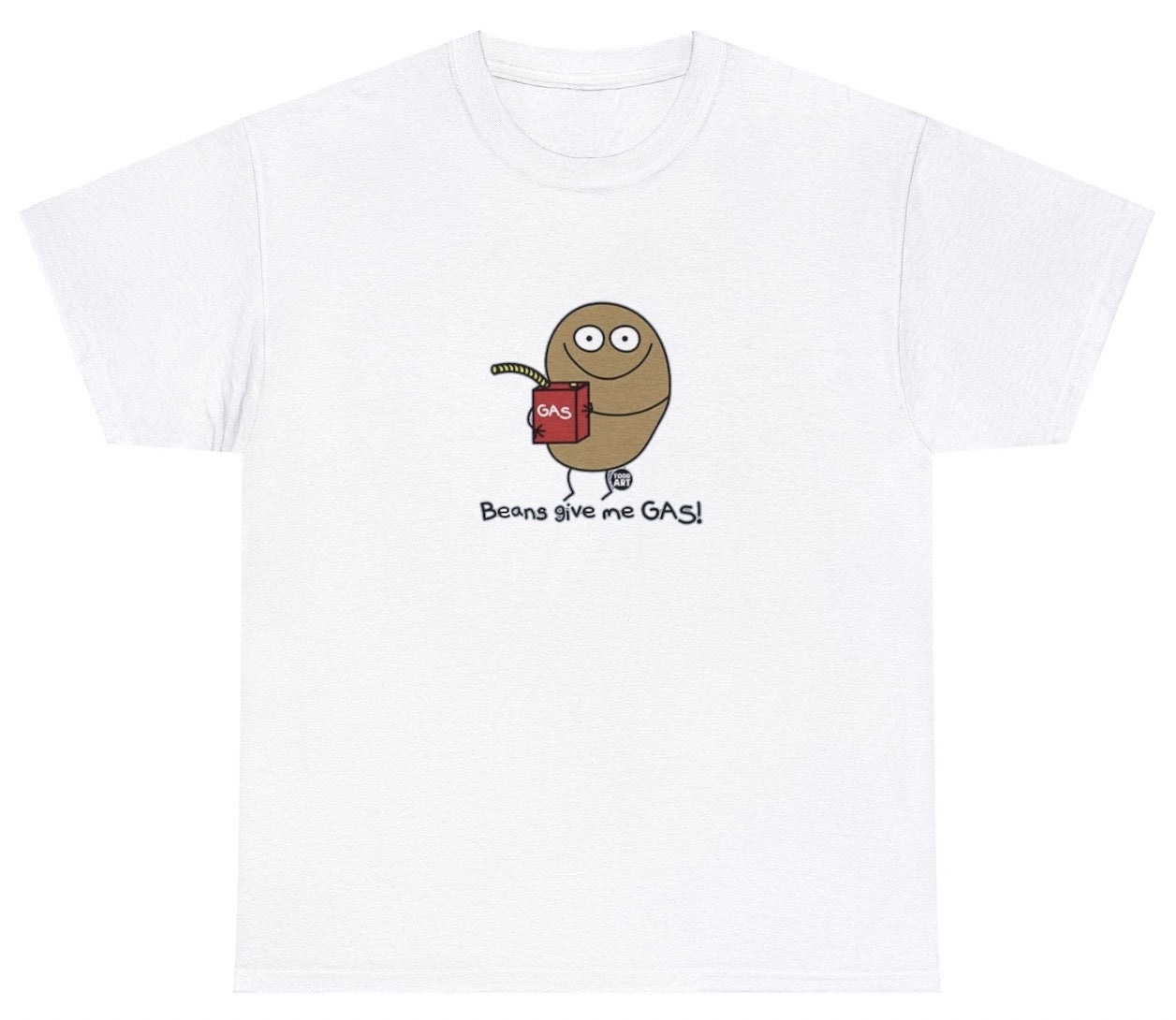 "Cheeky 'Beans Give Me Gas' t-shirt, perfect for fans of food humor and playful jokes. Ideal for casual wear and parties."