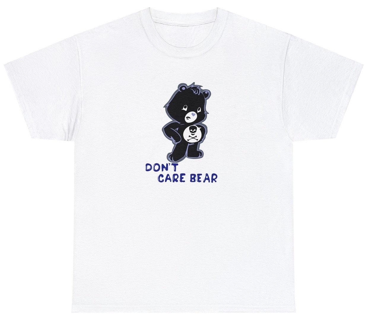"Playful 'Don’t Care Bear' t-shirt, perfect for fans of sarcastic humor and bold statements. Ideal for casual wear and parties."
