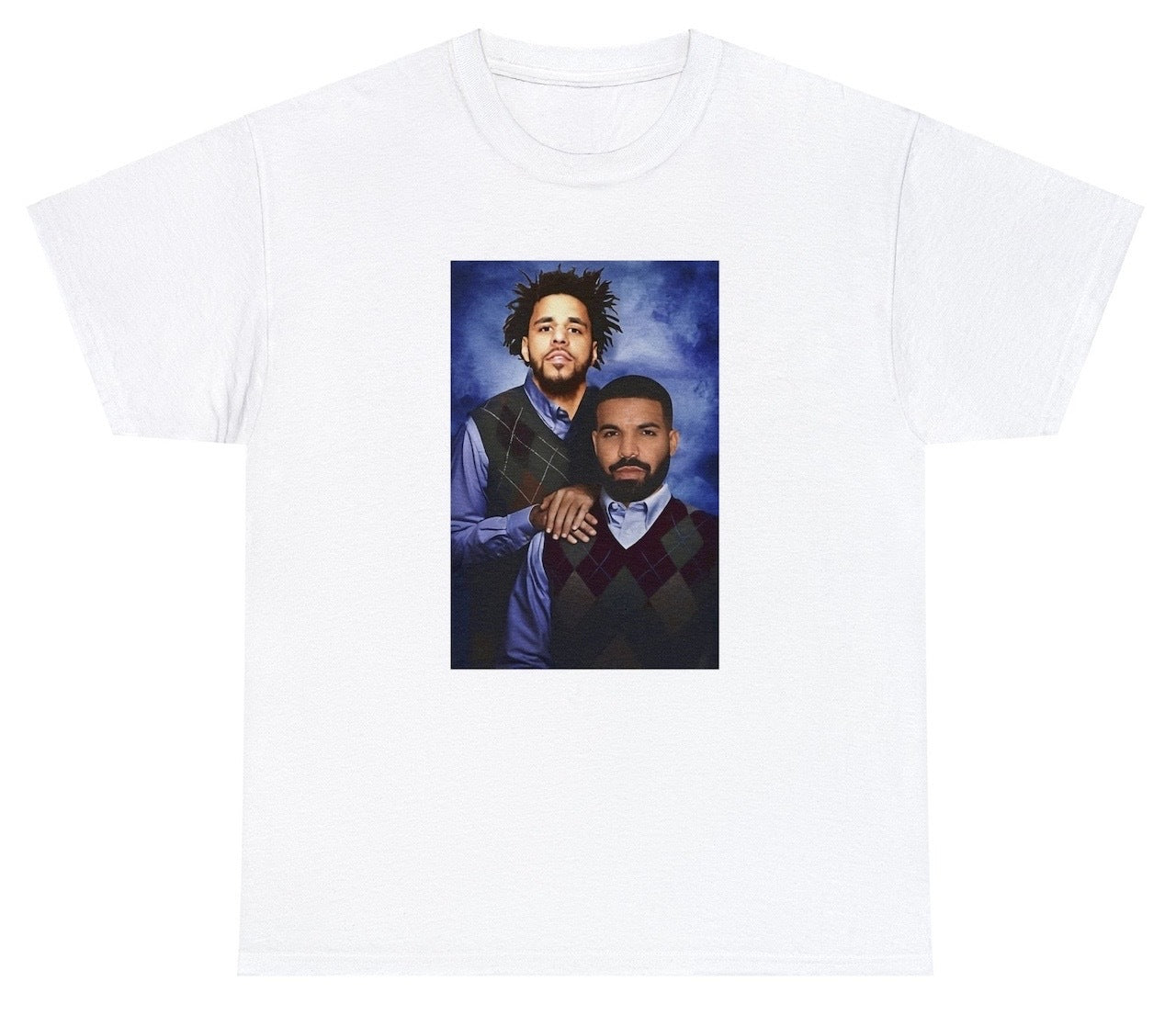 "Creative 'Drake J Cole Stepbrothers' t-shirt, perfect for fans of hip-hop and pop culture mashups. Ideal for casual wear and fun gifts."