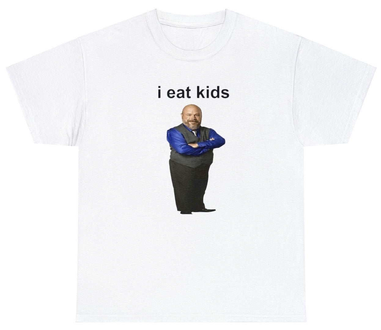 "Bold 'I Eat Kids Bertram' t-shirt, perfect for fans of dark humor and edgy statements. Ideal for casual wear and daring gifts."