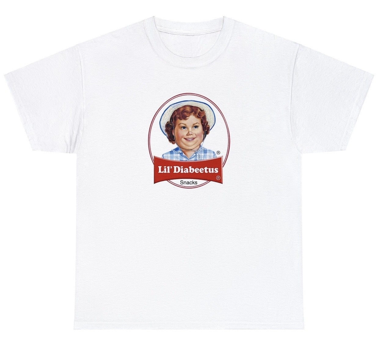 "Cheeky 'Lil Diabeetus' t-shirt featuring playful wordplay and dark humor, perfect for fans of edgy jokes and witty designs."