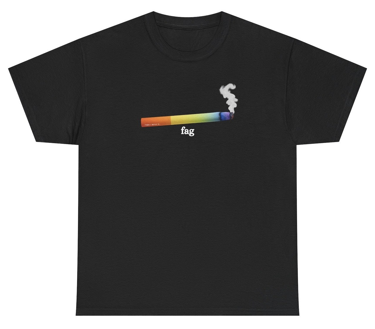 This rainbow-colored “Fag” cigarette tee is a bold fusion of British slang and Pride Month energy. Perfect for queer pun lovers, Gen Z irony addicts, and anyone who likes their humor with a side of controversy.