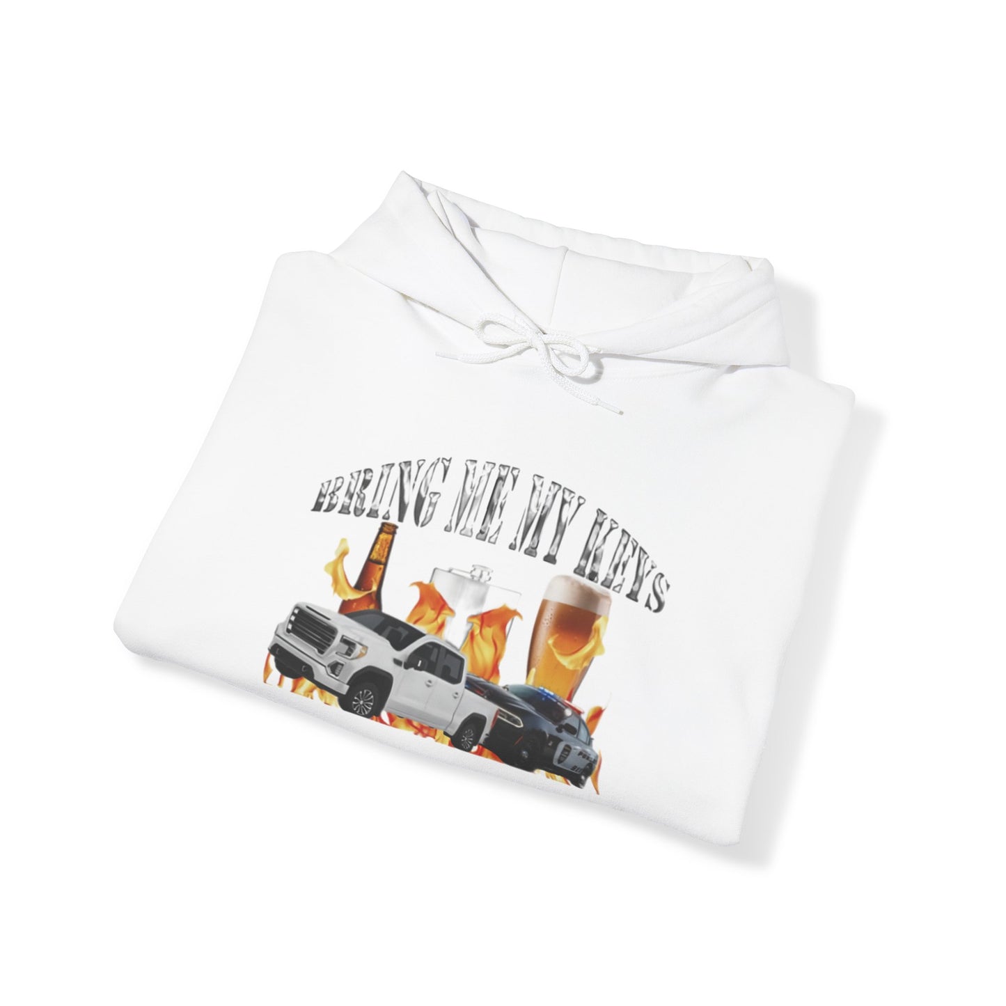 "Bold 'Bring Me My Keys' hoodie, perfect for fans of sarcastic humor and edgy drinking jokes. Ideal for casual wear and parties."