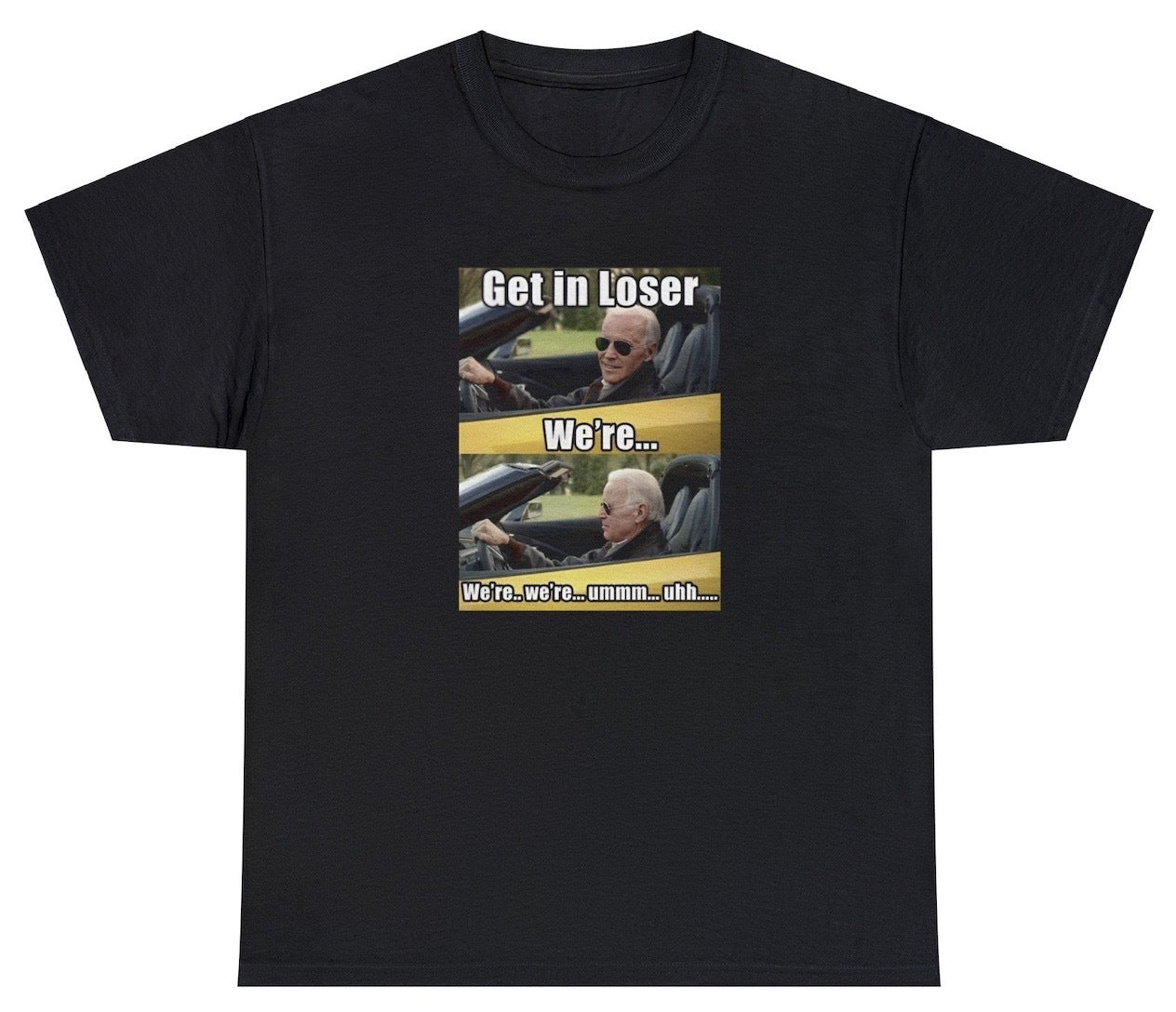"Playful 'Get In Loser' t-shirt, perfect for fans of pop culture and iconic movie quotes. Ideal for casual wear and parties."