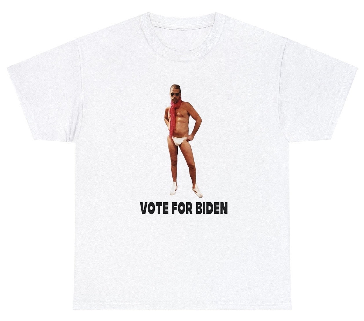 "Bold 'Vote for Biden' shirt featuring political humor, perfect for supporters and fans of patriotic designs."