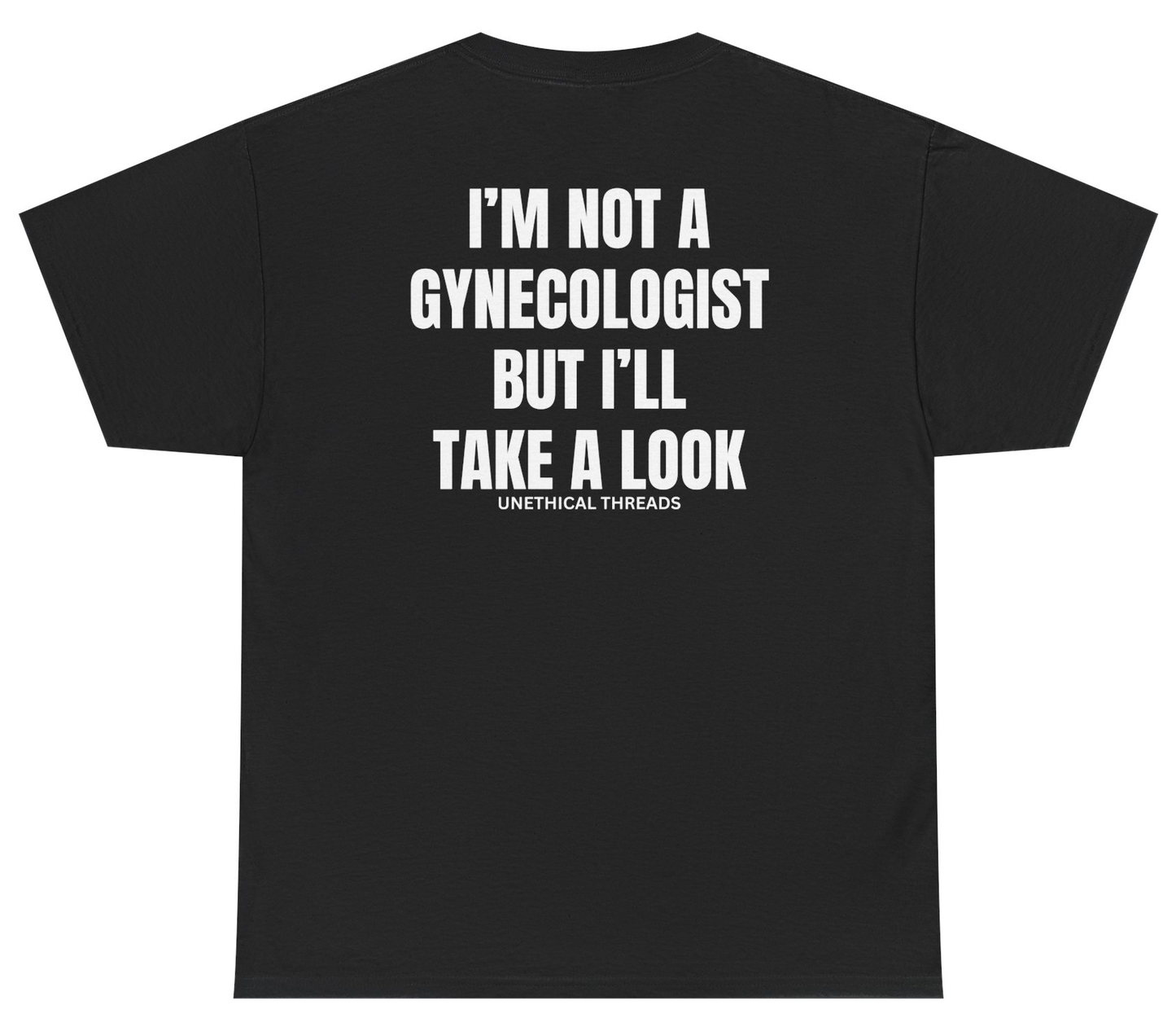 Funny inappropriate gynecologist joke shirt with adult humor.
