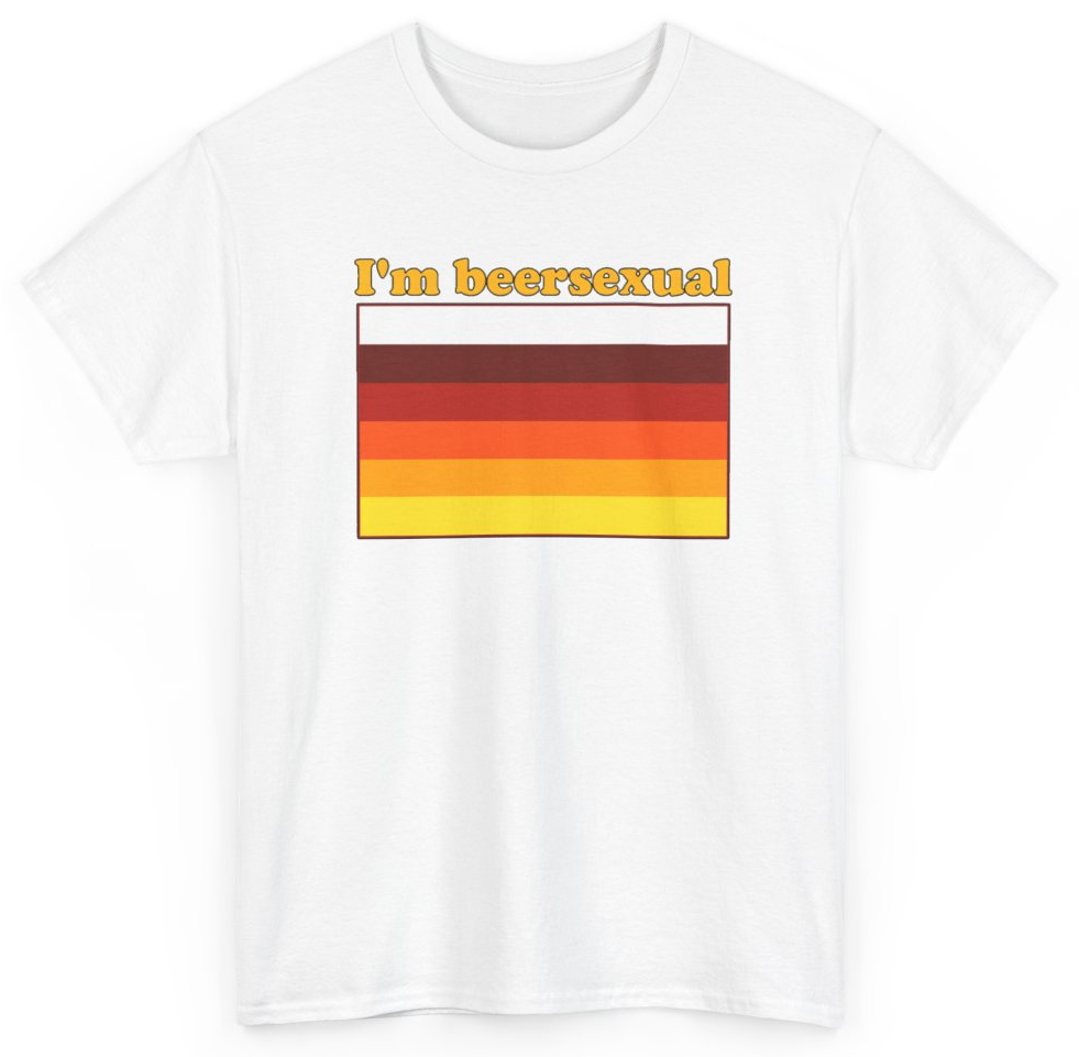 Funny I'm Beersexual Beer Pride Flag T-Shirt featuring bold sarcastic humor and graphic design, perfect for casual wear and humor lovers