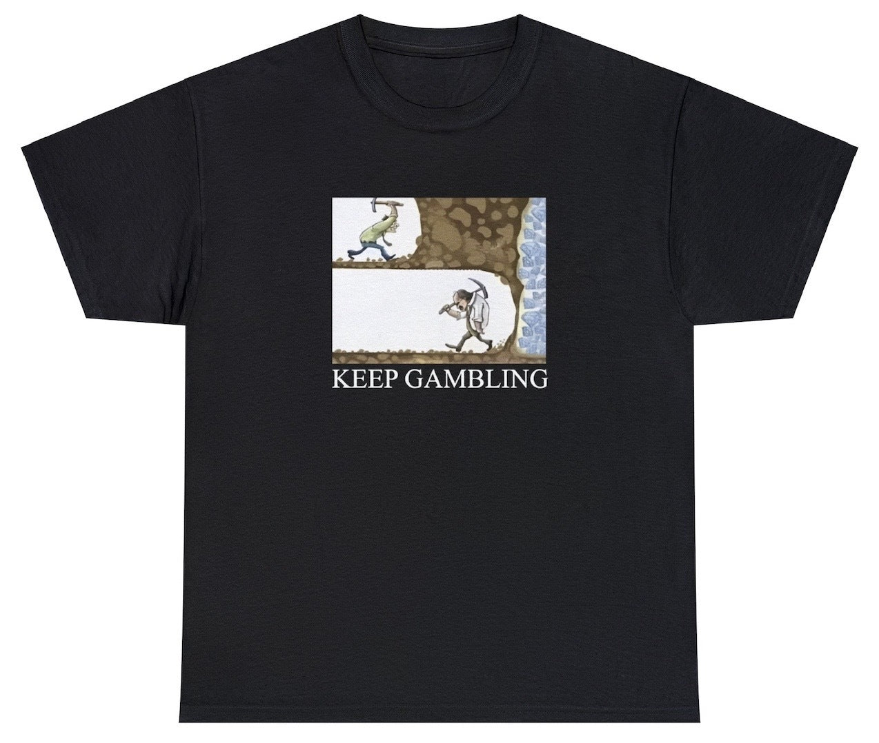 "Cheeky 'Keep Gambling' t-shirt, perfect for fans of bold humor and high-stakes fun. Ideal for casual wear and casino nights."