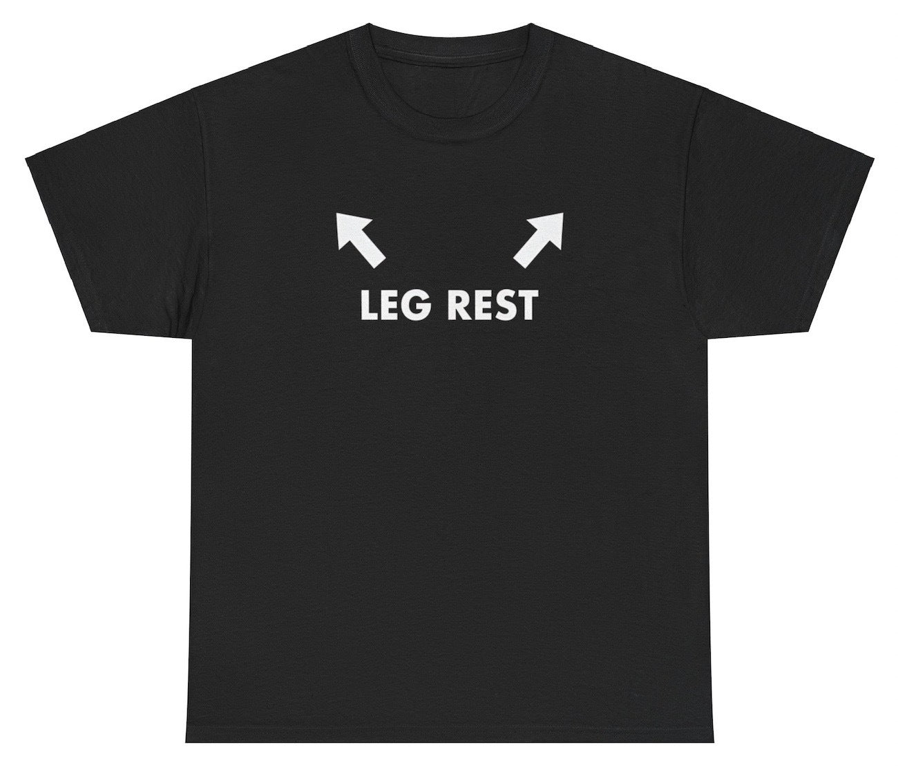 "Funny 'Leg Rests Arrow' t-shirt, perfect for fans of cheeky humor and viral memes. Great for casual wear and gag gifts."