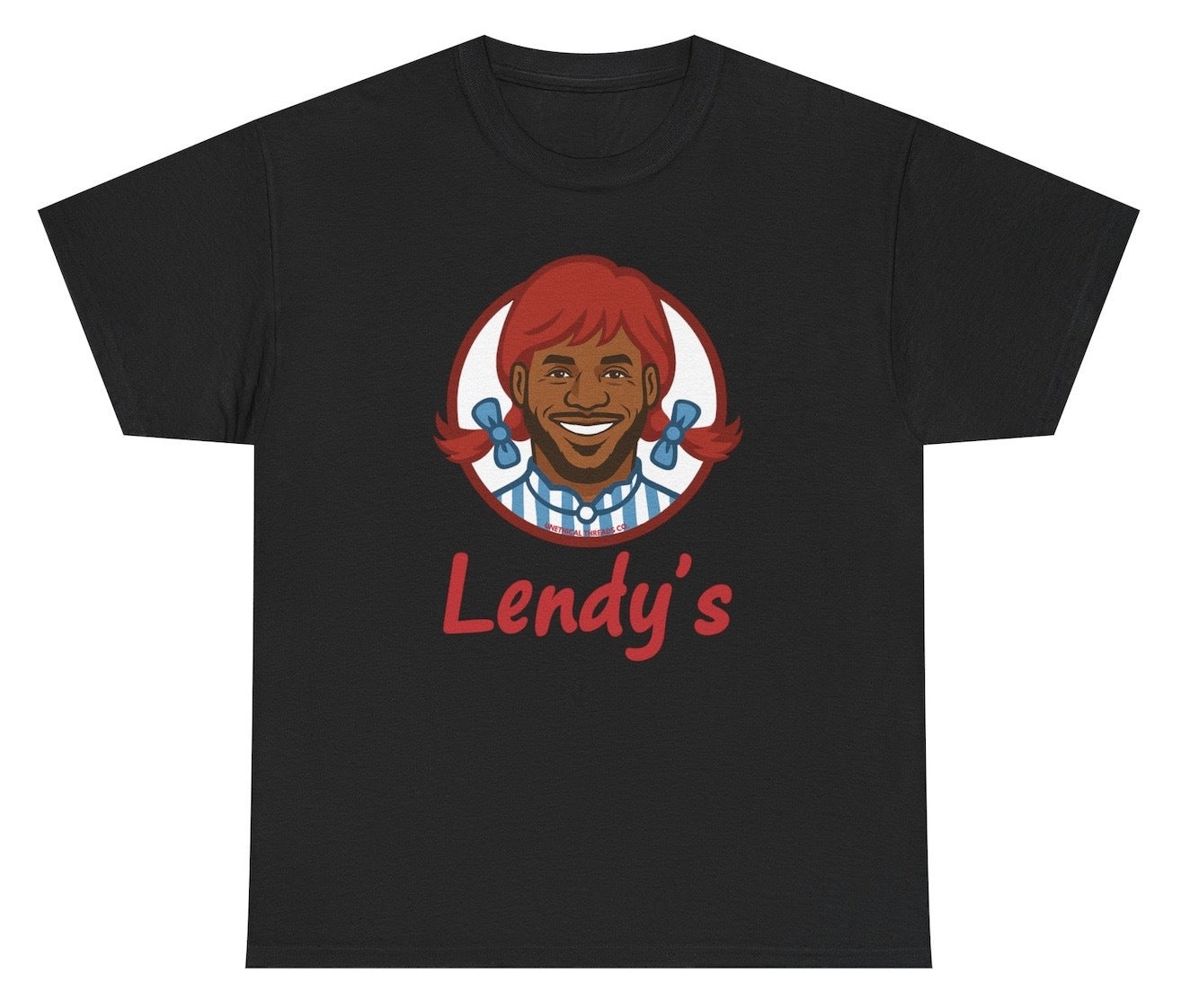 Funny parody T-shirt featuring a Wendy’s logo spoof with a LeBron James twist, perfect for Gen Z meme lovers and fast food humor fans.