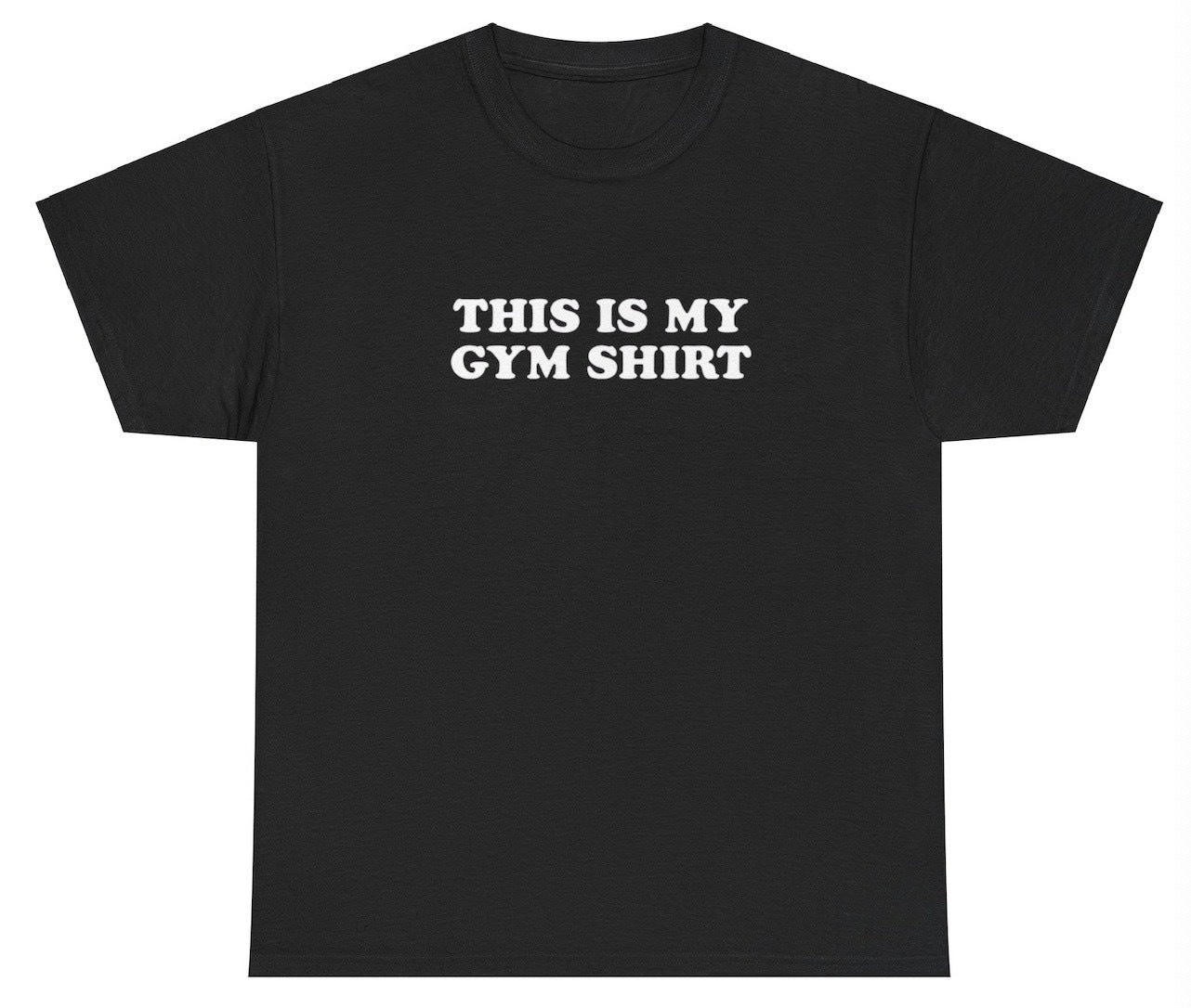 "Playful 'This Is My Gym' t-shirt, perfect for fitness enthusiasts and gym lovers. Great for casual wear and workout sessions."