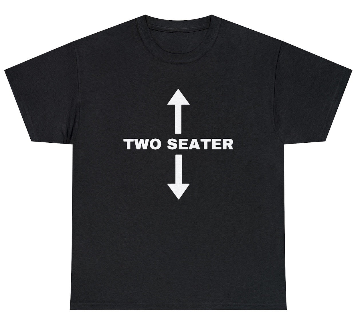 "Bold 'Two Seater' tee featuring cheeky humor for car enthusiasts and fans of witty designs, perfect for casual wear."