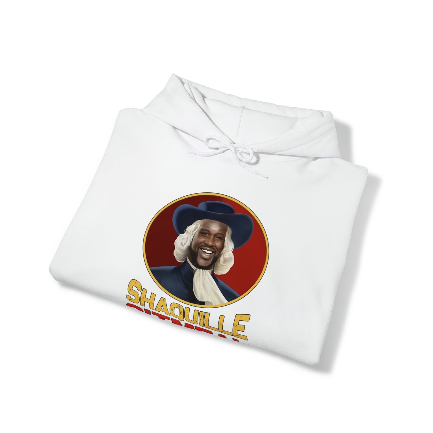 "Funny 'Shaquille O'tmeal' hoodie featuring clever wordplay with Shaq O'Neal and oatmeal, perfect for fans of sports humor and novelty designs."