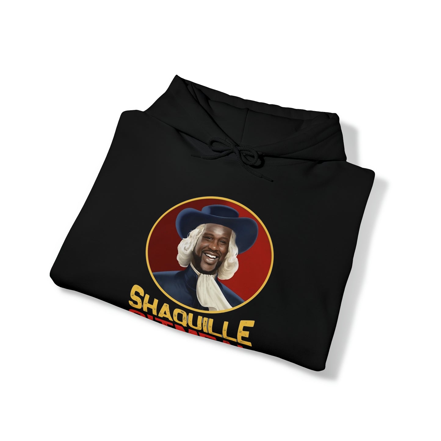 "Funny 'Shaquille O'tmeal' hoodie featuring clever wordplay with Shaq O'Neal and oatmeal, perfect for fans of sports humor and novelty designs."