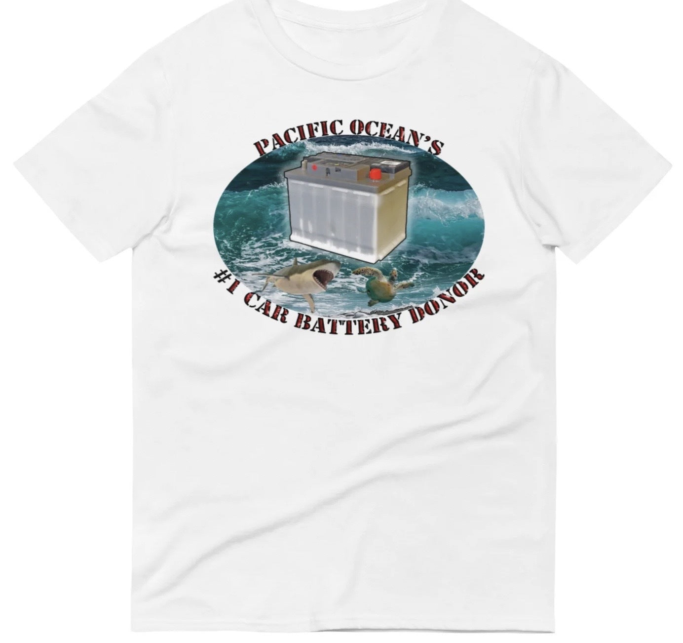 Funny Car Battery Donor T-Shirt featuring dark humor and meme-inspired design, perfect for casual wear and humor lovers.