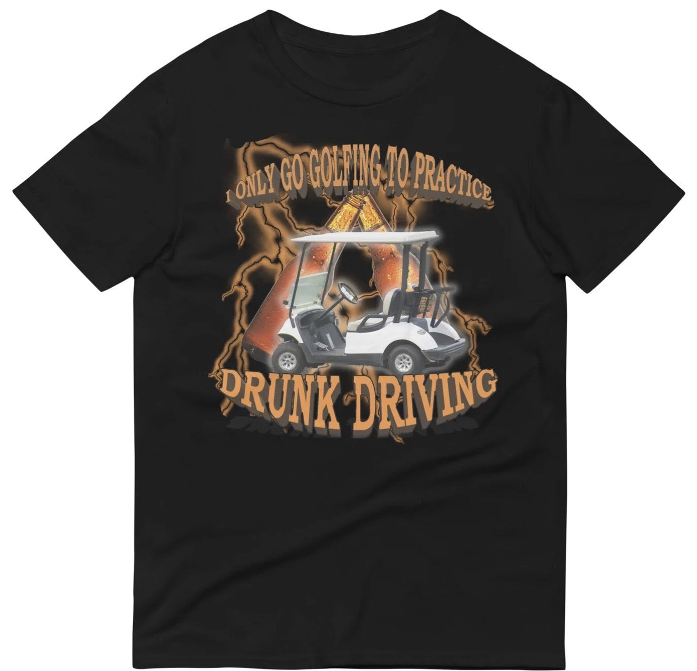 Funny Golf Drunk Driving T-Shirt featuring drinking humor and golf meme design, perfect for casual wear and golf lovers.