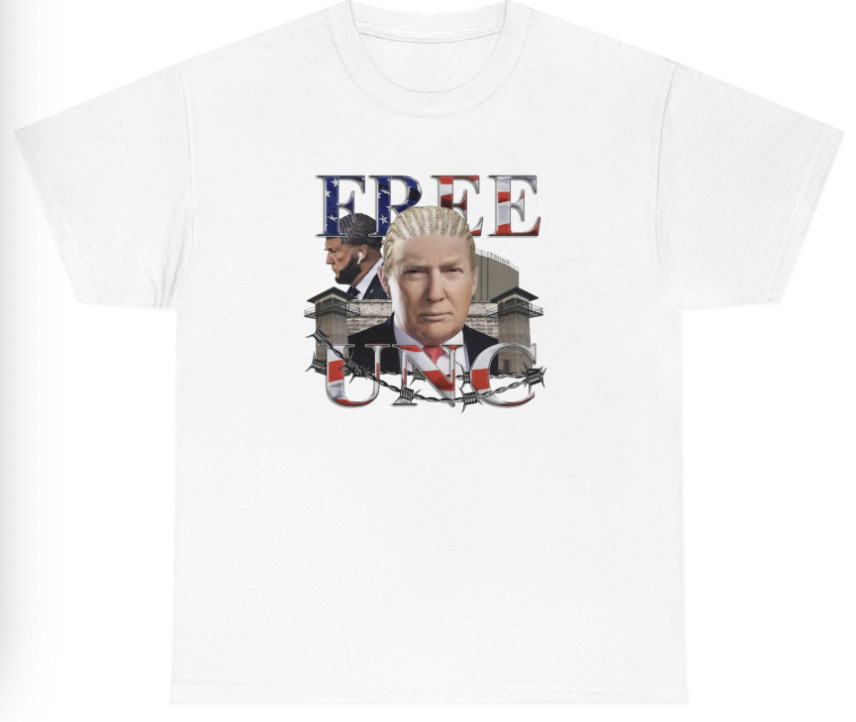 Funny Free Unc Donald Trump T-Shirt featuring political meme humor and satire, perfect for casual wear and political satire fans.