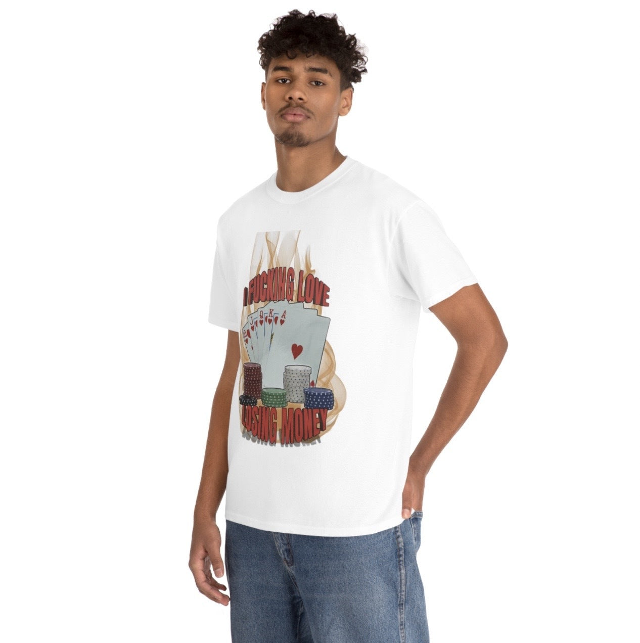 Funny I Love Losing Money T-Shirt featuring gambling humor and meme-inspired design, perfect for casual wear and humor lovers.
