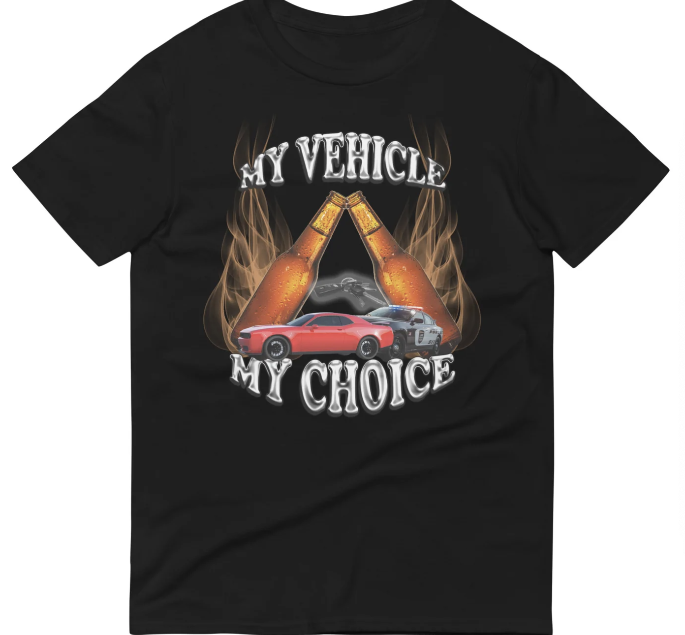 Funny My Vehicle My Choice T-Shirt featuring car enthusiast and meme humor design, perfect for casual wear and humor lovers.