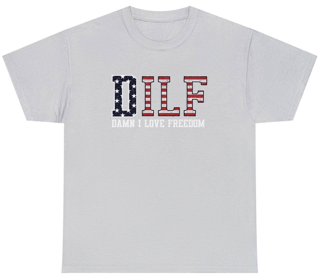 Patriotic Damn I Love Freedom T-Shirt featuring humorous American pride design, perfect for casual wear and freedom lovers.

