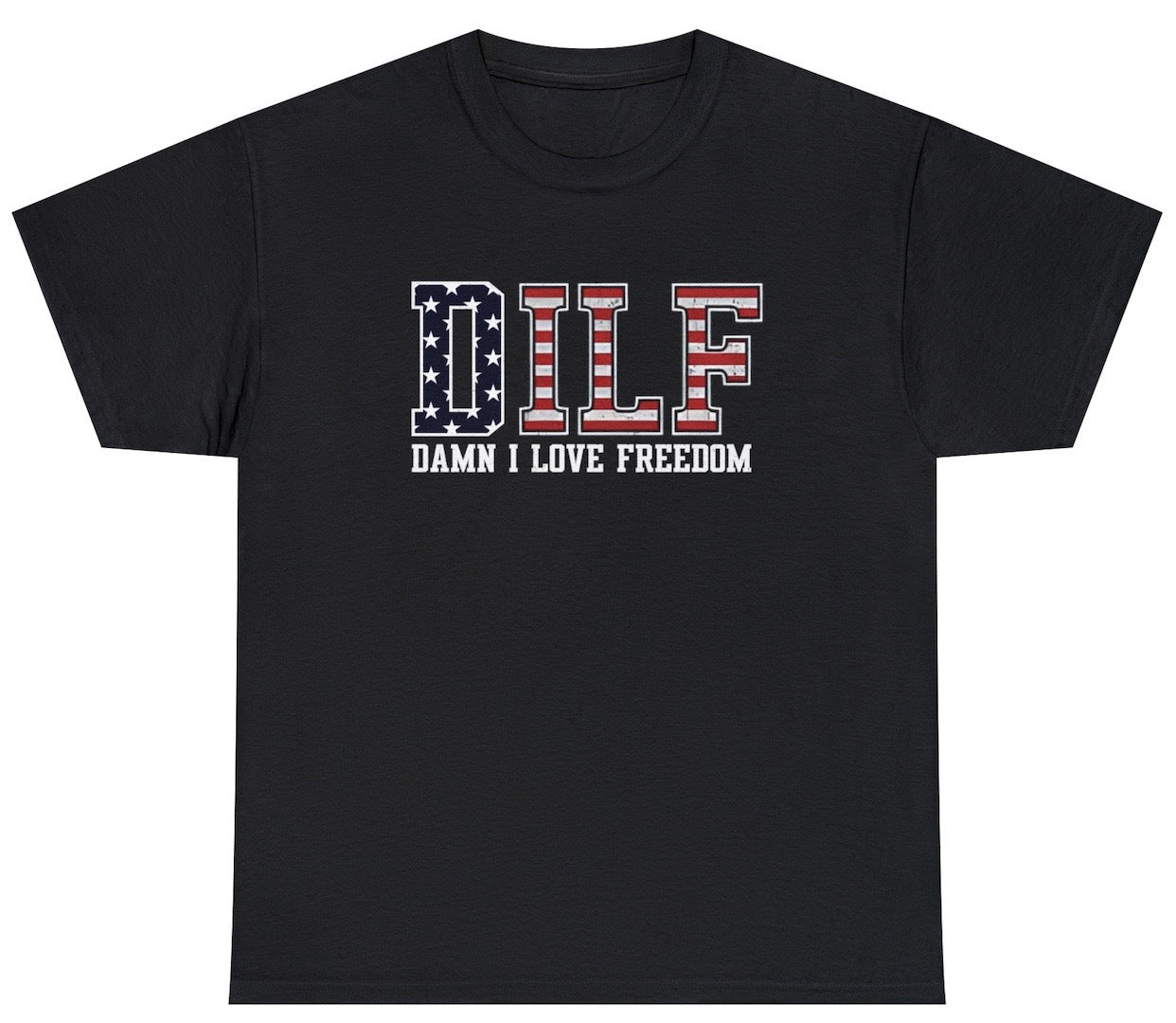 Patriotic Damn I Love Freedom T-Shirt featuring humorous American pride design, perfect for casual wear and freedom lovers.

