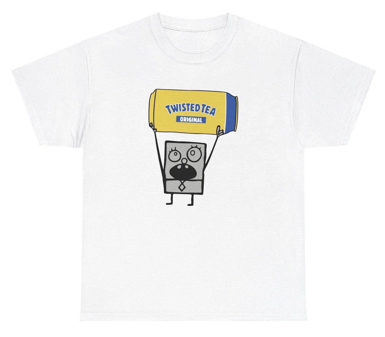 Funny "Doodlebob Twisted Tea" t shirt featuring Doodlebob with a soda twist. Perfect for fans of Twisted Tea, humor, and gag gifts. Great for casual wear and parties.