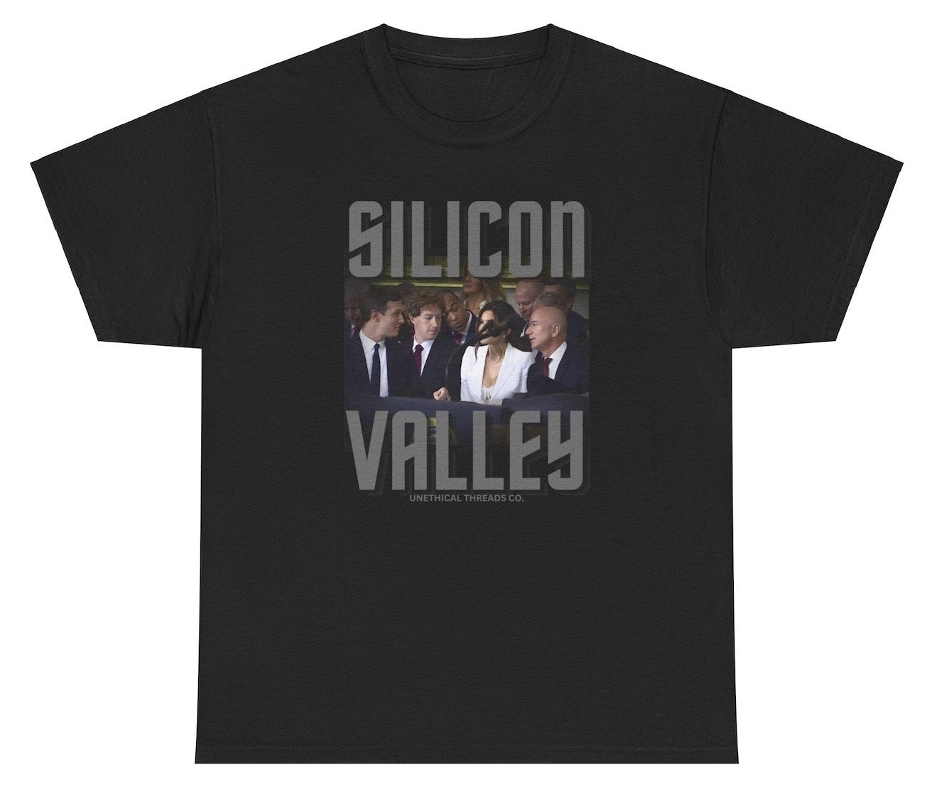 Funny "Silicon Valley Mark Zuckerberg Lauren Sanchez Inauguration Meme" shirt featuring a viral meme design with bold humor. Perfect for casual wear and gag gifts.