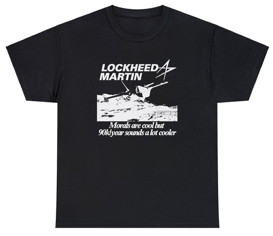 "Lockheed Martin t-shirt featuring the iconic logo, perfect for aviation and aerospace enthusiasts."

