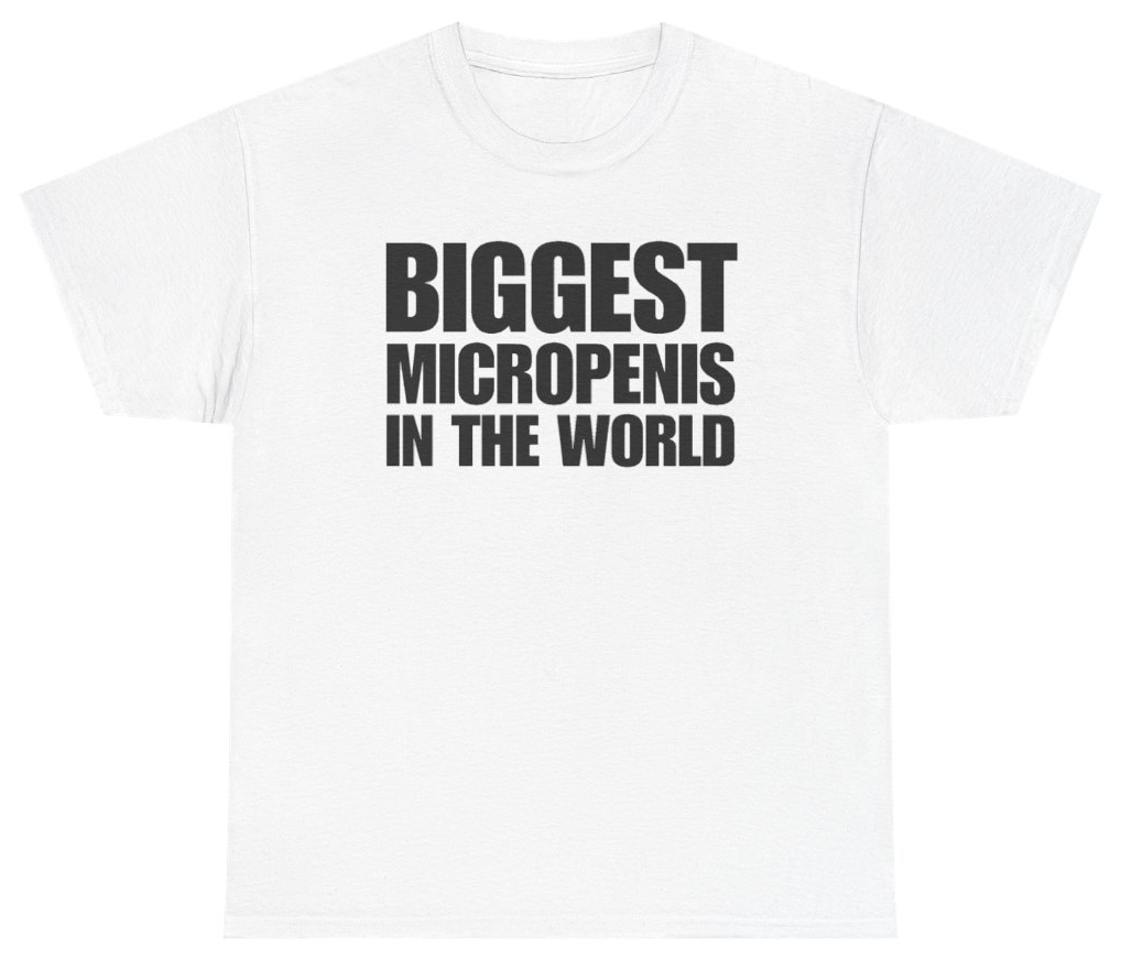 Funny Biggest Micropenis In The World Tee T-Shirt featuring bold sarcastic humor and graphic design, perfect for casual wear and humor lovers