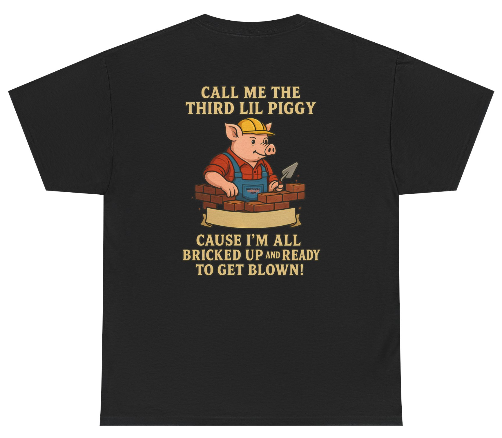 Funny Little Pig fairy-tale meme shirt with dark humor.
