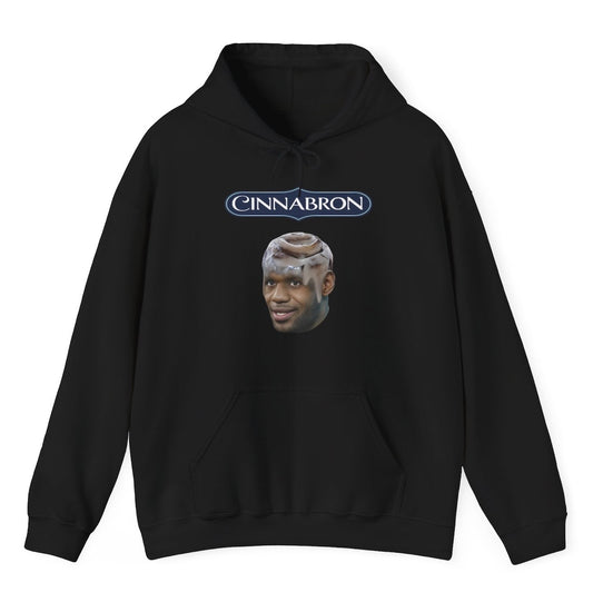 Funny Cinnabron Lebron Hoodie featuring basketball humor and food meme-inspired design, perfect for men & women casual wear and humor lovers.