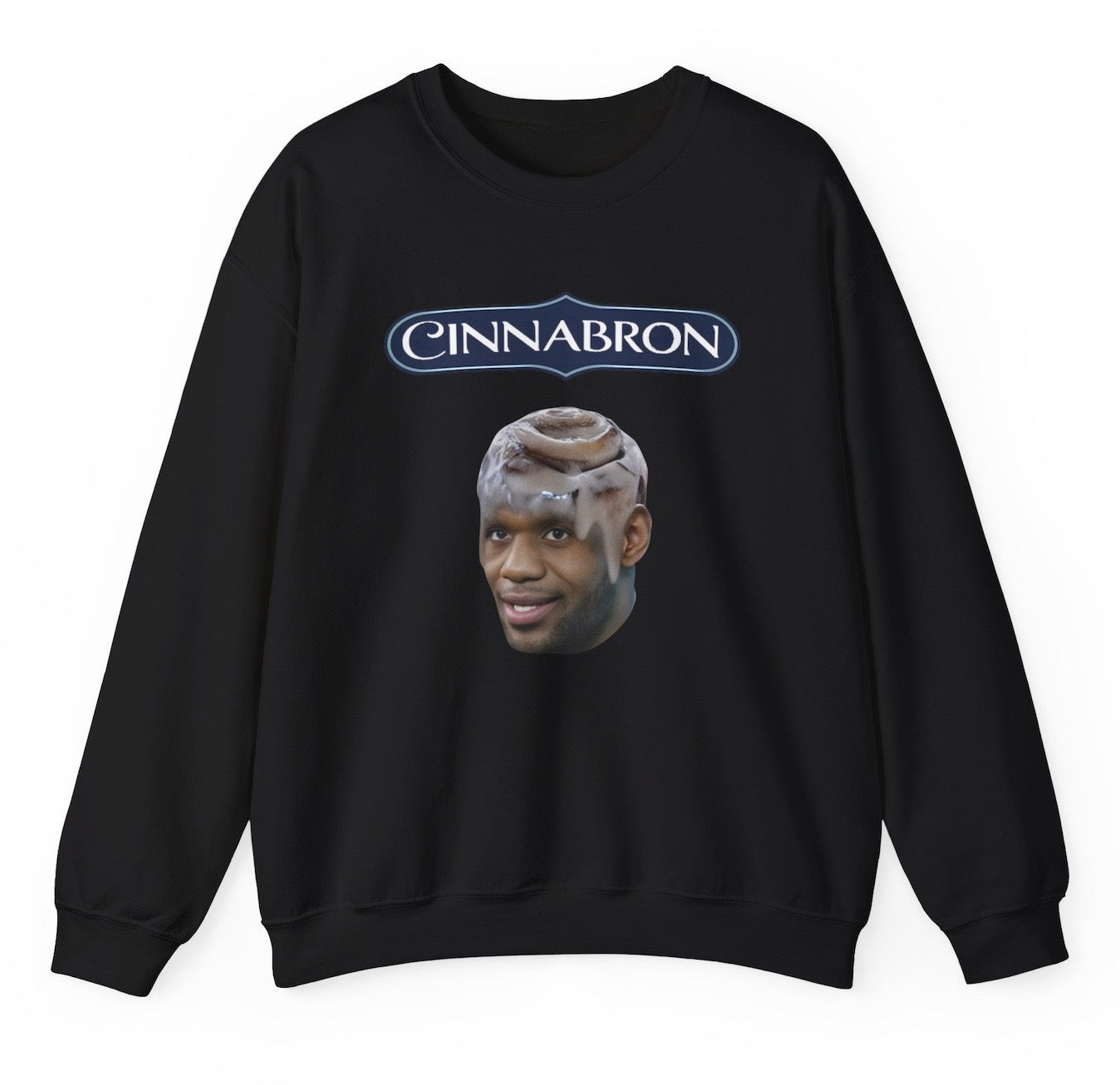 Funny Cinnabron Lebron Sweatshirt featuring basket ball humor and food meme-inspired design, perfect for men & women casual sweater wear and humor lovers.