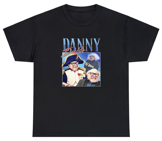 "Playful 'Danny Devito' t-shirt, perfect for fans of iconic comedy and pop culture. Ideal for casual wear and fun gifts."

