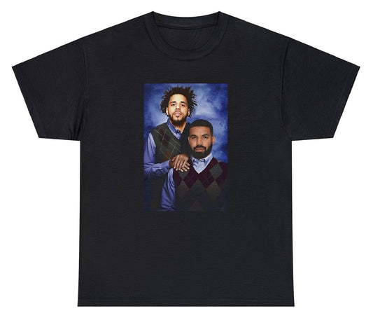 "Creative 'Drake J Cole Stepbrothers' t-shirt, perfect for fans of hip-hop and pop culture mashups. Ideal for casual wear and fun gifts."

