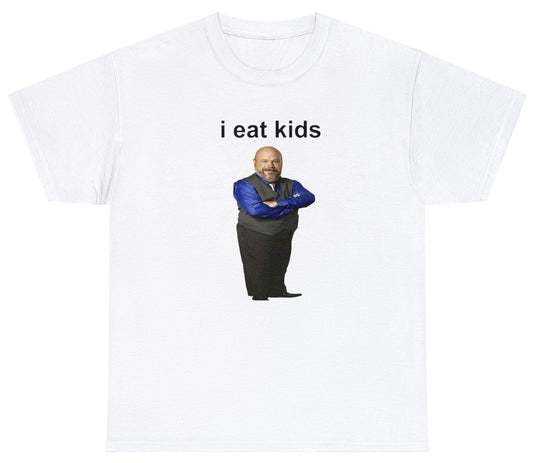 "Bold 'I Eat Kids Bertram' t-shirt, perfect for fans of dark humor and edgy statements. Ideal for casual wear and daring gifts."


