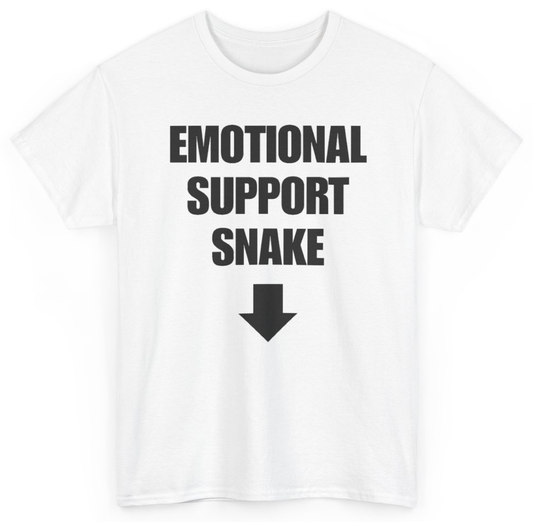 Funny Emotional Support Snake T-Shirt featuring bold sarcastic humor and graphic design, perfect for casual wear and humor lovers