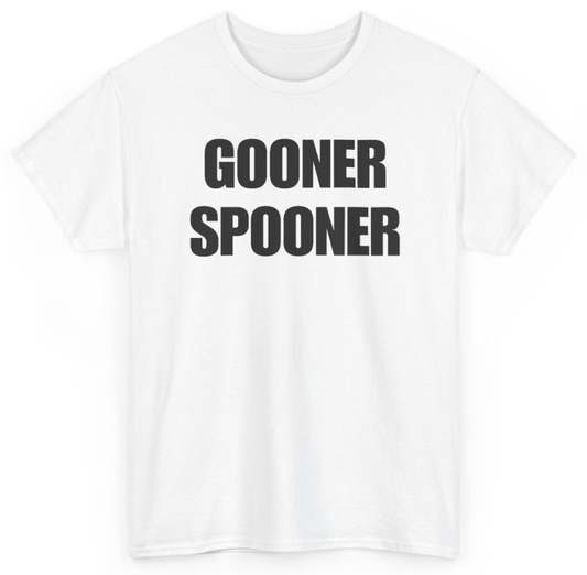 Funny Gooner Spooner T-Shirt featuring bold sarcastic humor and graphic design, perfect for casual wear and humor lovers