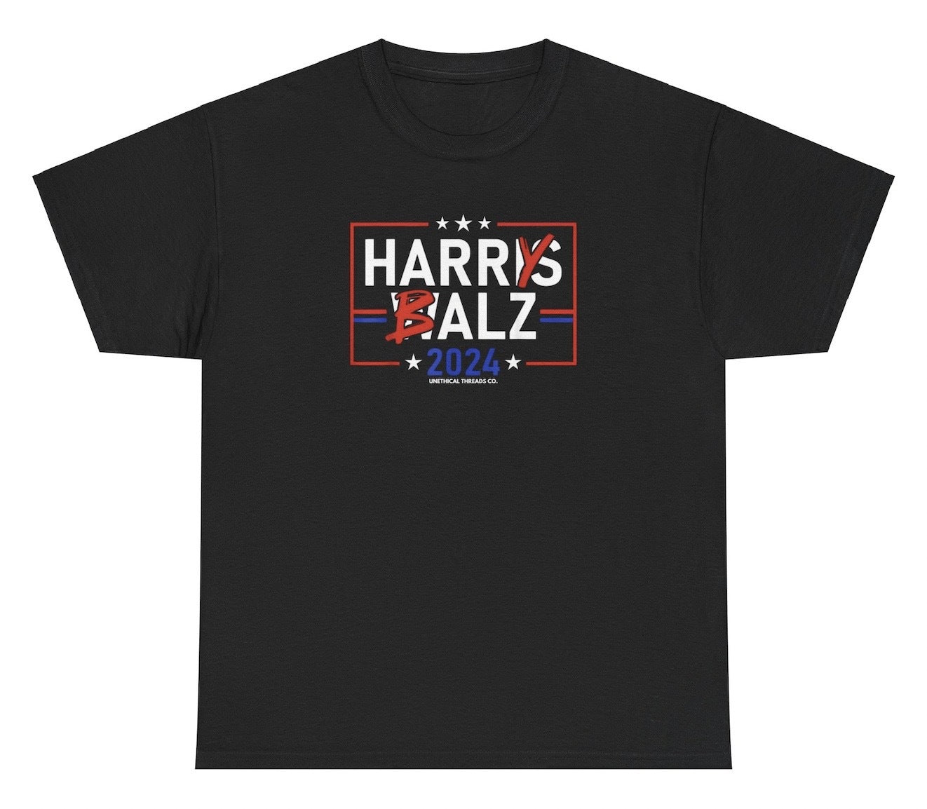 Funny "Harry Balz" shirt featuring a political campaign parody with a humorous twist on the names Harris and Walz. Perfect for fans of edgy political humor and wordplay. Ideal for casual wear, political events, and gag gifts.