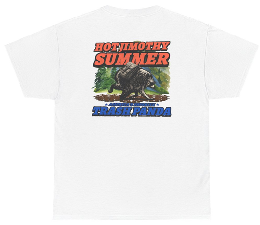 Funny Hot Jimothy Summer Americas Favorite Trash Panda (BACKPRINT) T-Shirt featuring bold sarcastic humor and graphic design, perfect for casual wear and humor lovers