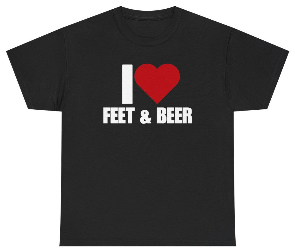 Funny I Heart Feet And Beer Tee T-Shirt featuring bold sarcastic humor and graphic design, perfect for casual wear and humor lovers
