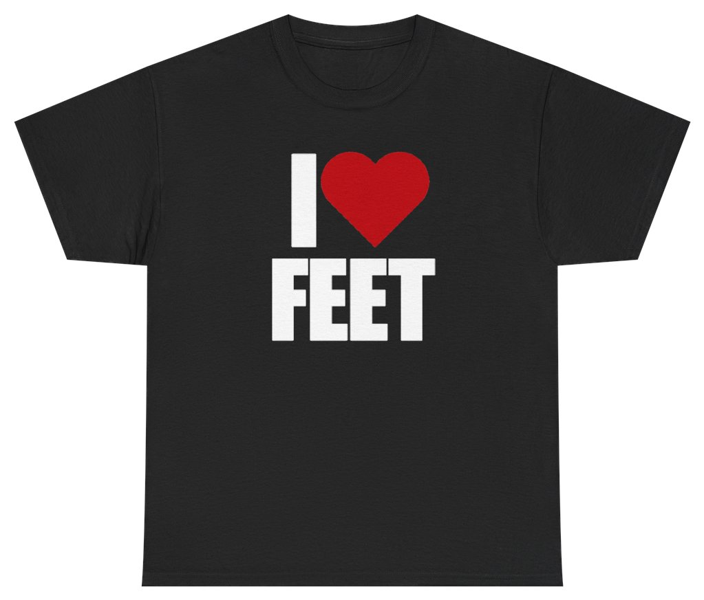 Funny I Heart Feet Tee T-Shirt featuring bold sarcastic humor and graphic design, perfect for casual wear and humor lovers