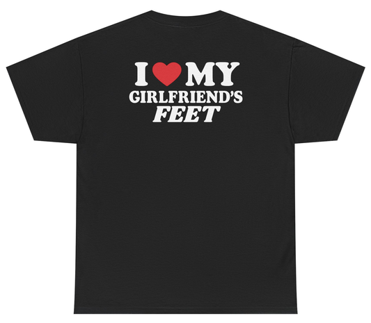 Funny foot fetish shirt with bold relationship humor.