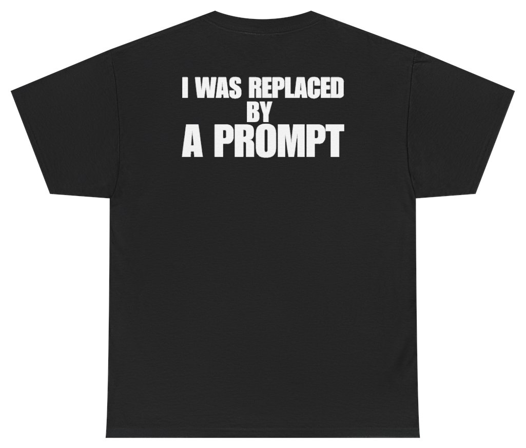 Funny I Was Replaced By A Prompt Tee (BACKPRINT) T-Shirt featuring bold sarcastic humor and graphic design, perfect for casual wear and humor lovers