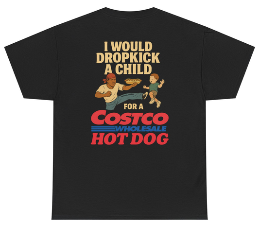 Funny Costco hotdog meme shirt with chaotic humor design.