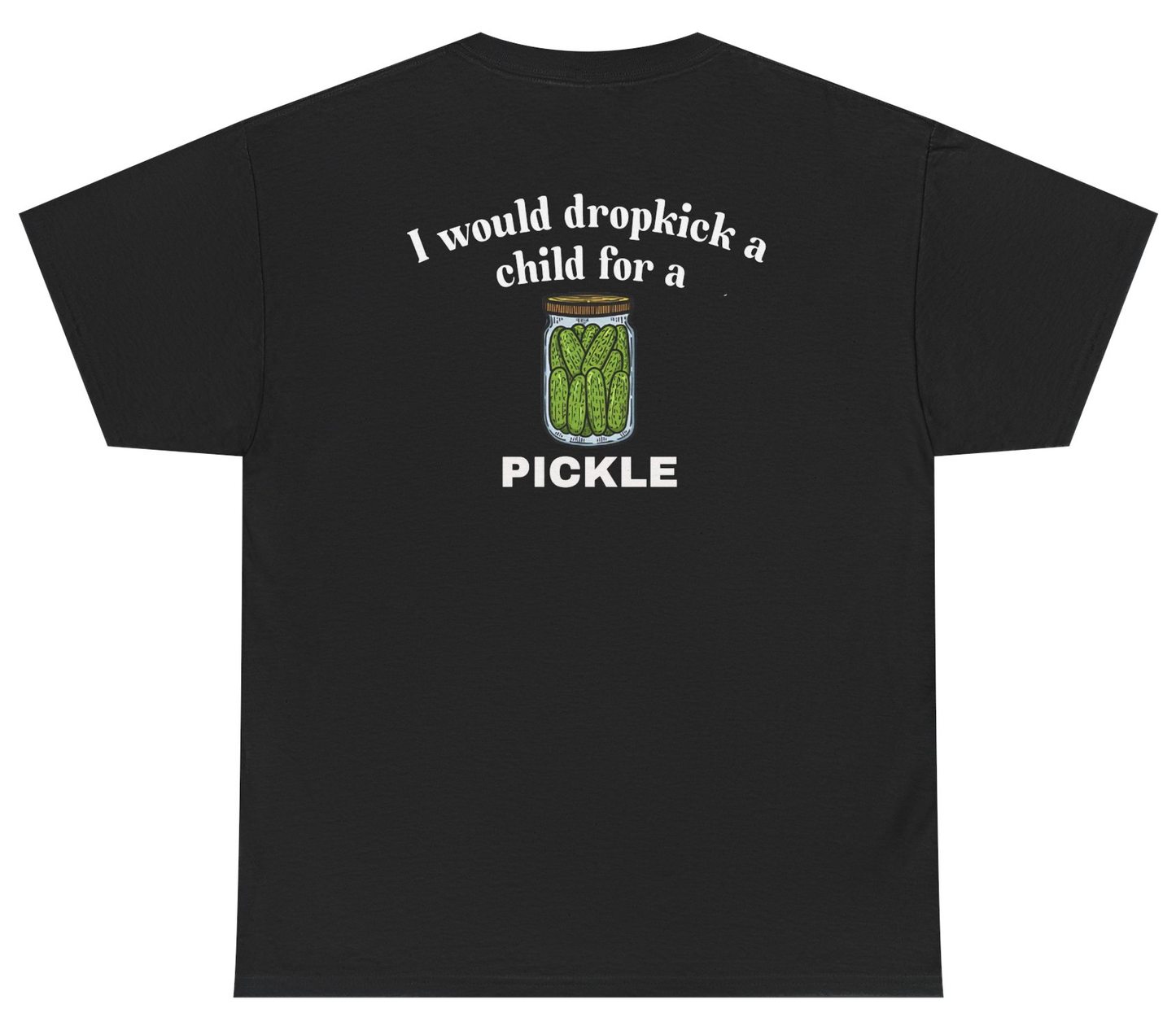 Funny pickle humor shirt with chaotic meme design.
