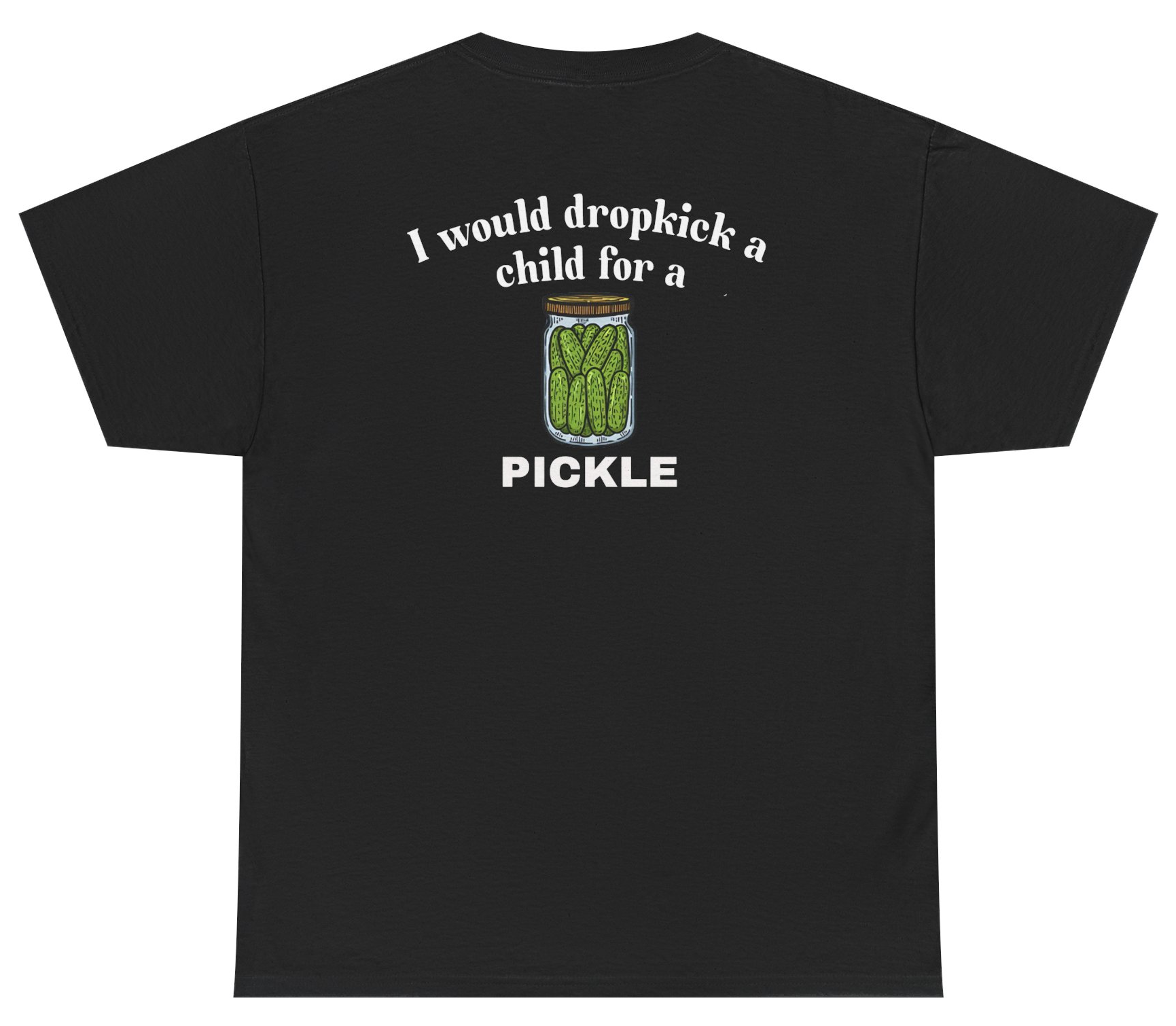 Funny pickle humor shirt with chaotic meme design.